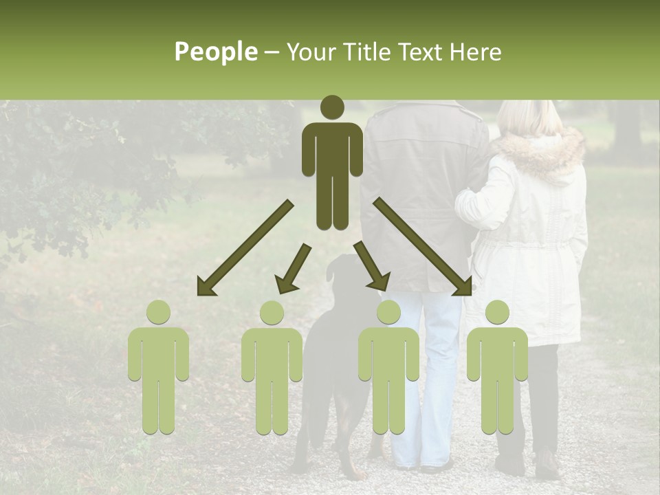 Couple On A Walk With The Dog PowerPoint Template