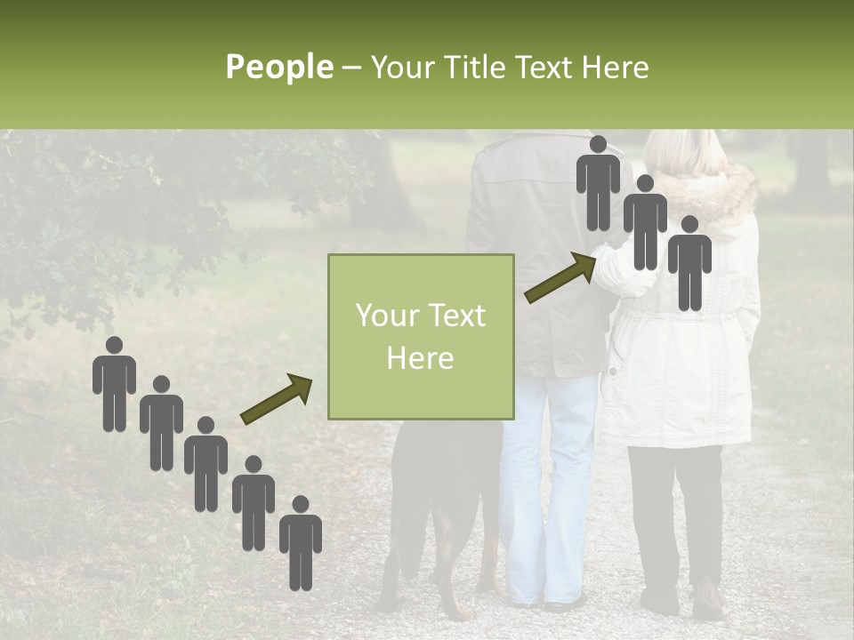 Couple On A Walk With The Dog PowerPoint Template