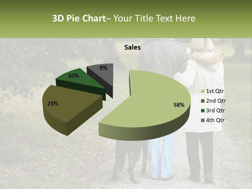 Couple On A Walk With The Dog PowerPoint Template