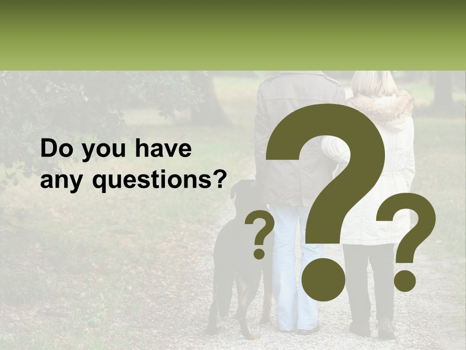 Couple On A Walk With The Dog PowerPoint Template