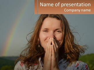 Girl And Rainbow PowerPoint Template
