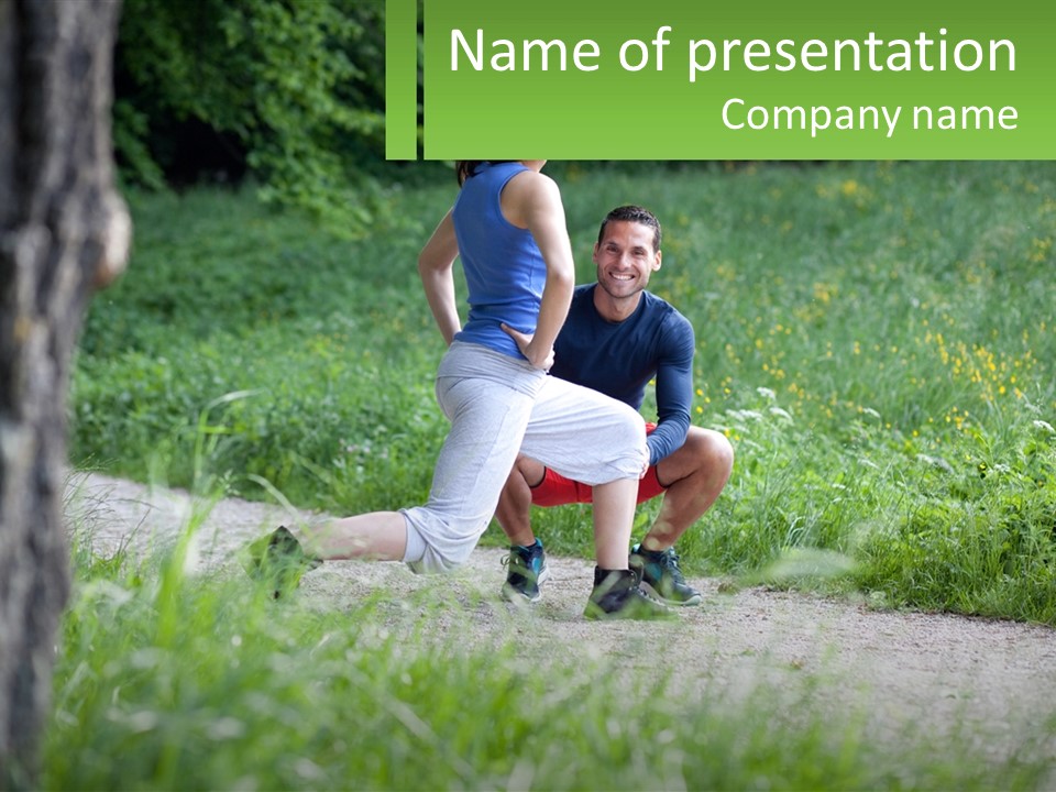 A Guy And A Girl Jogging In The Morning PowerPoint Template