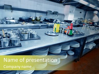 Kitchen In The Restaurant PowerPoint Template