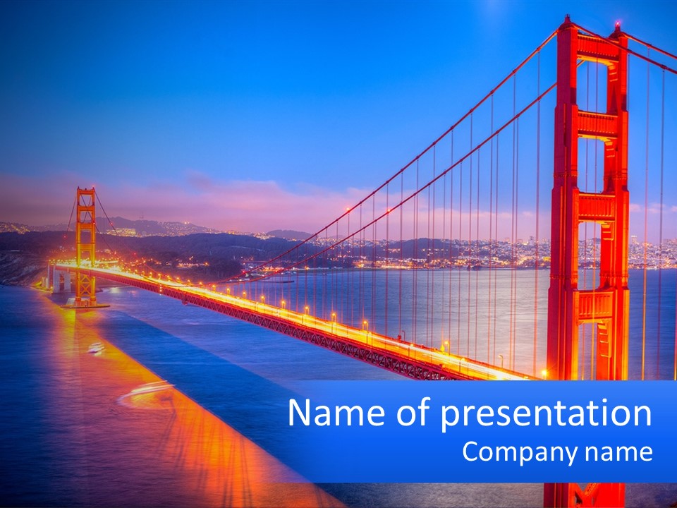 Night Golden Gate Bridge PowerPoint Template