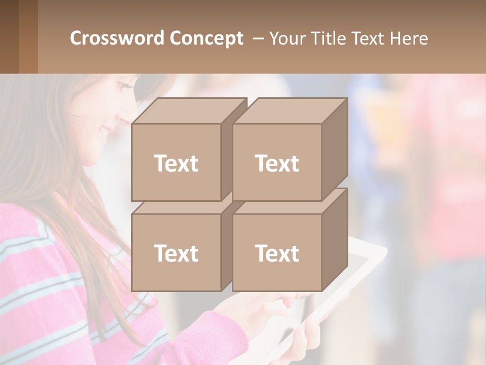 Girl With Tablet PowerPoint Template