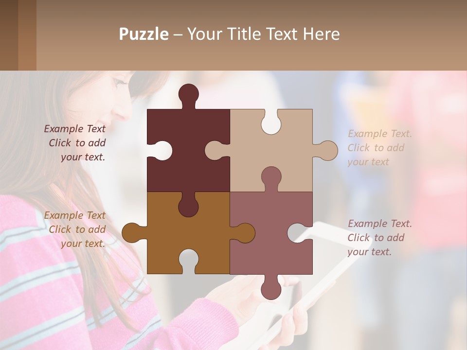 Girl With Tablet PowerPoint Template