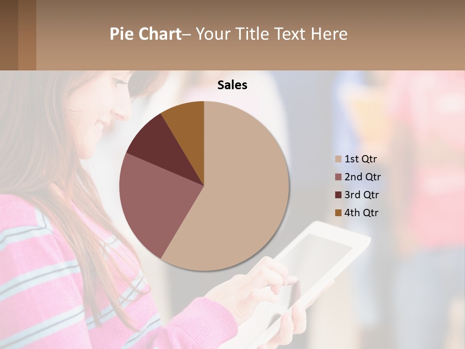 Girl With Tablet PowerPoint Template