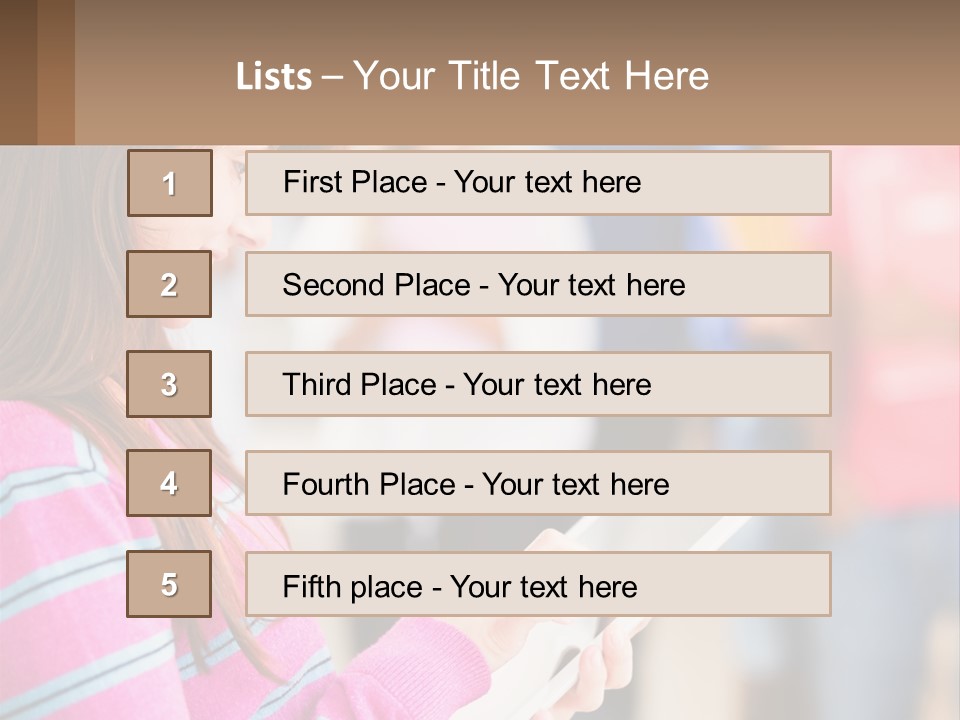 Girl With Tablet PowerPoint Template