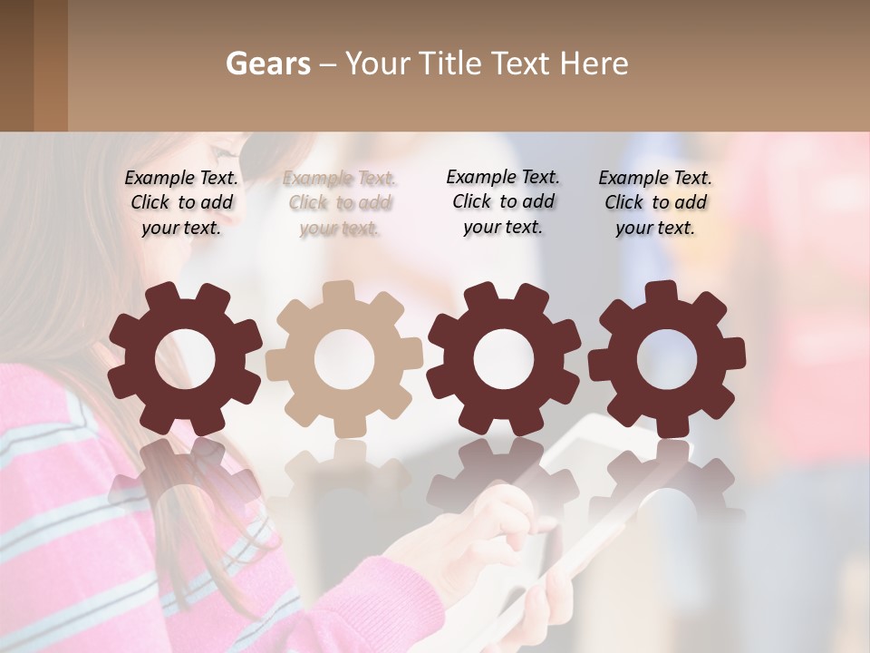 Girl With Tablet PowerPoint Template