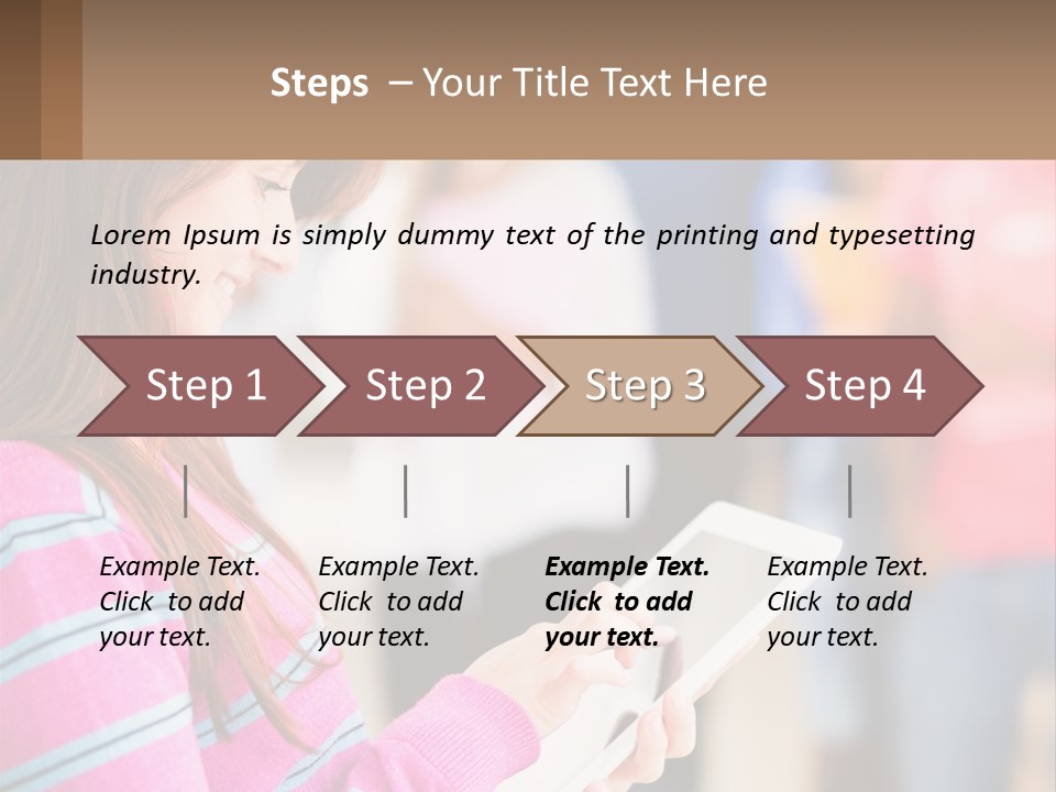 Girl With Tablet PowerPoint Template