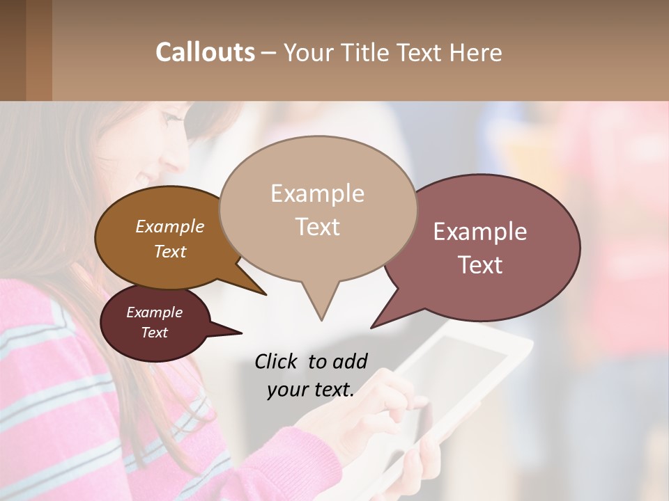 Girl With Tablet PowerPoint Template