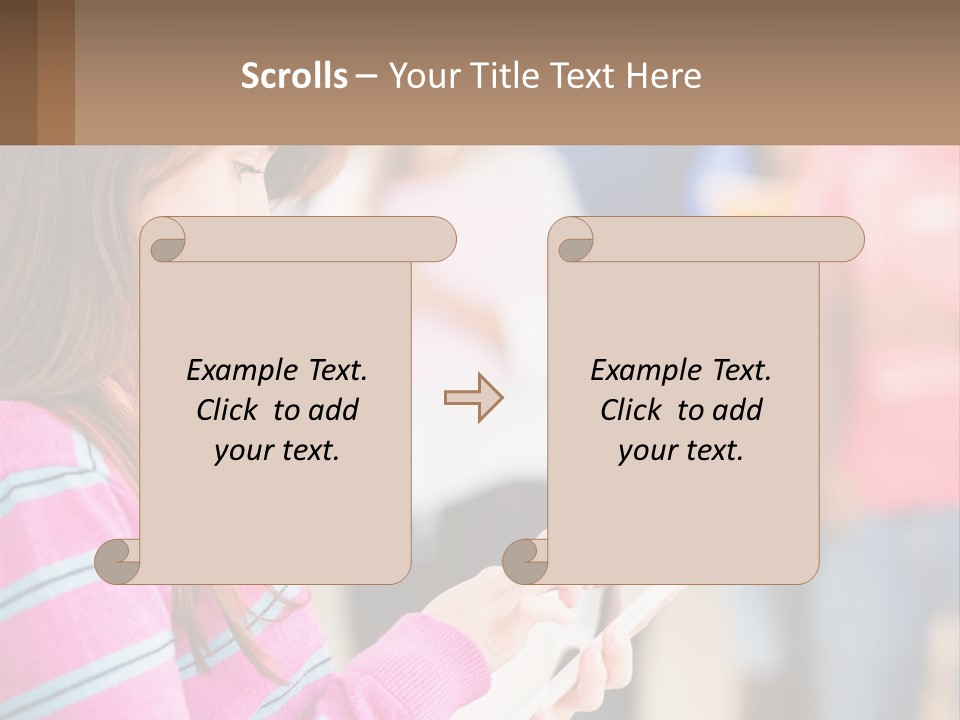 Girl With Tablet PowerPoint Template