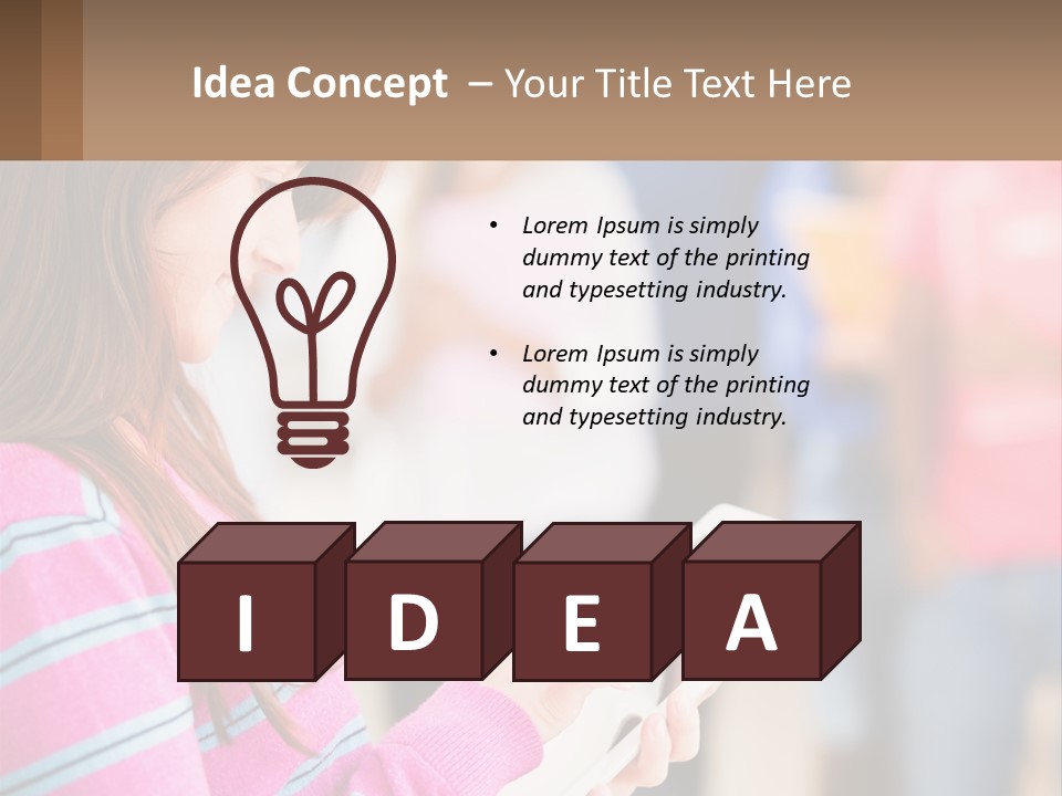 Girl With Tablet PowerPoint Template