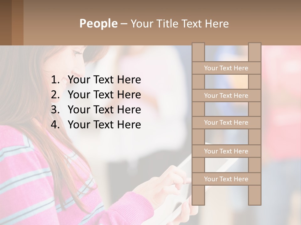 Girl With Tablet PowerPoint Template