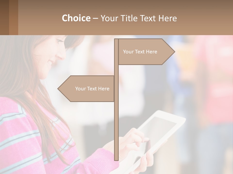 Girl With Tablet PowerPoint Template