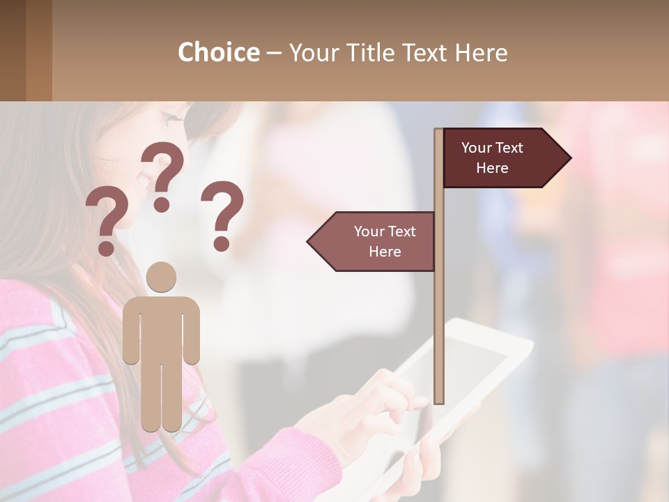 Girl With Tablet PowerPoint Template