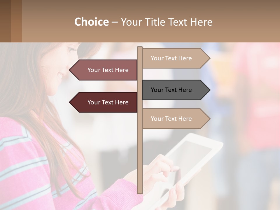 Girl With Tablet PowerPoint Template