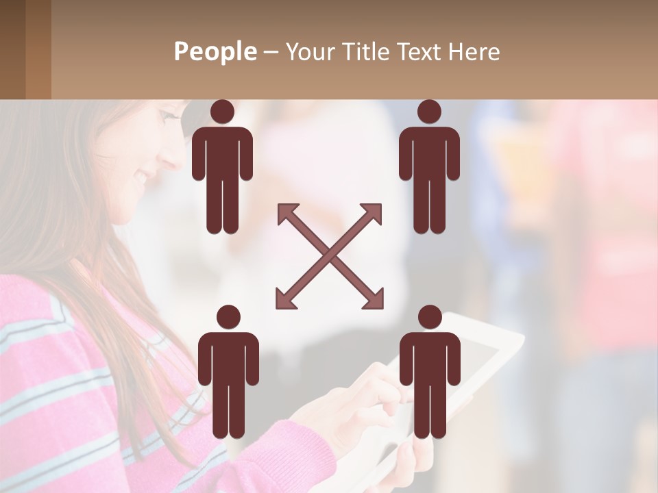 Girl With Tablet PowerPoint Template