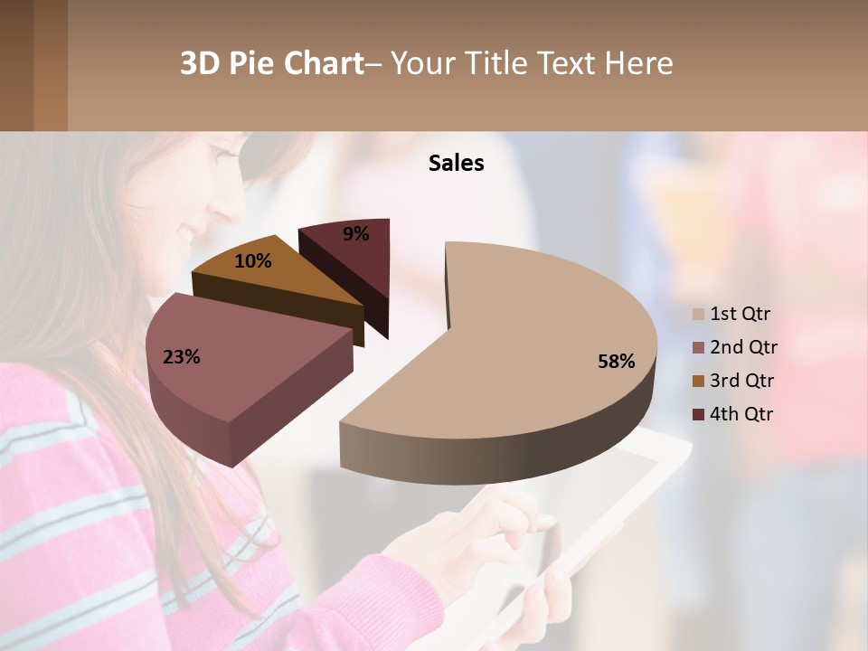 Girl With Tablet PowerPoint Template