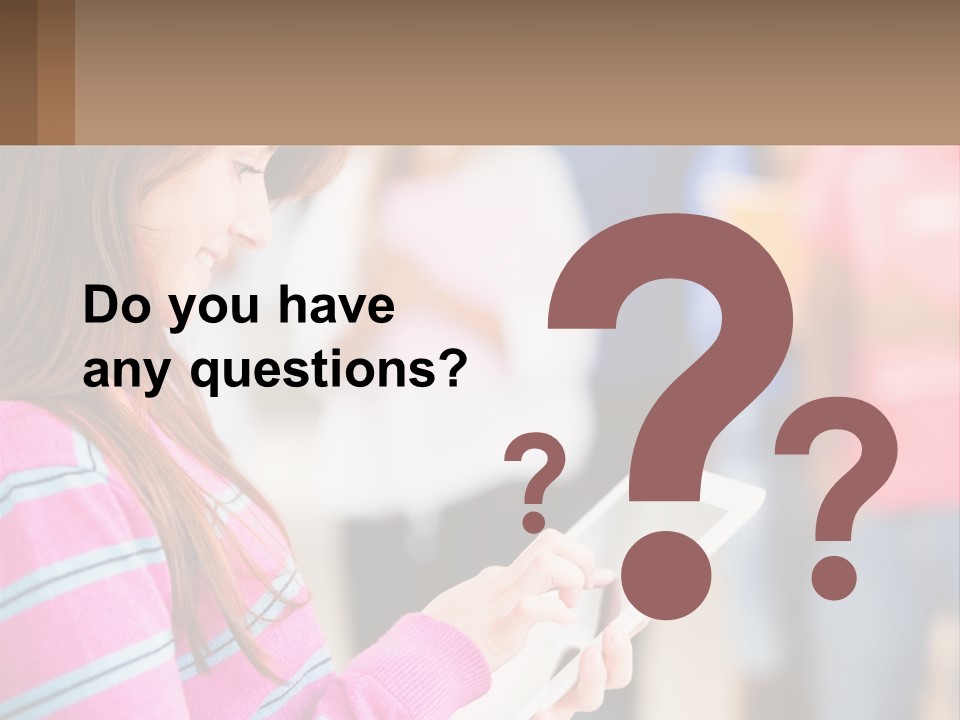 Girl With Tablet PowerPoint Template