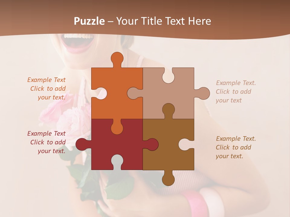 Girl With A Bouquet Of Flowers PowerPoint Template