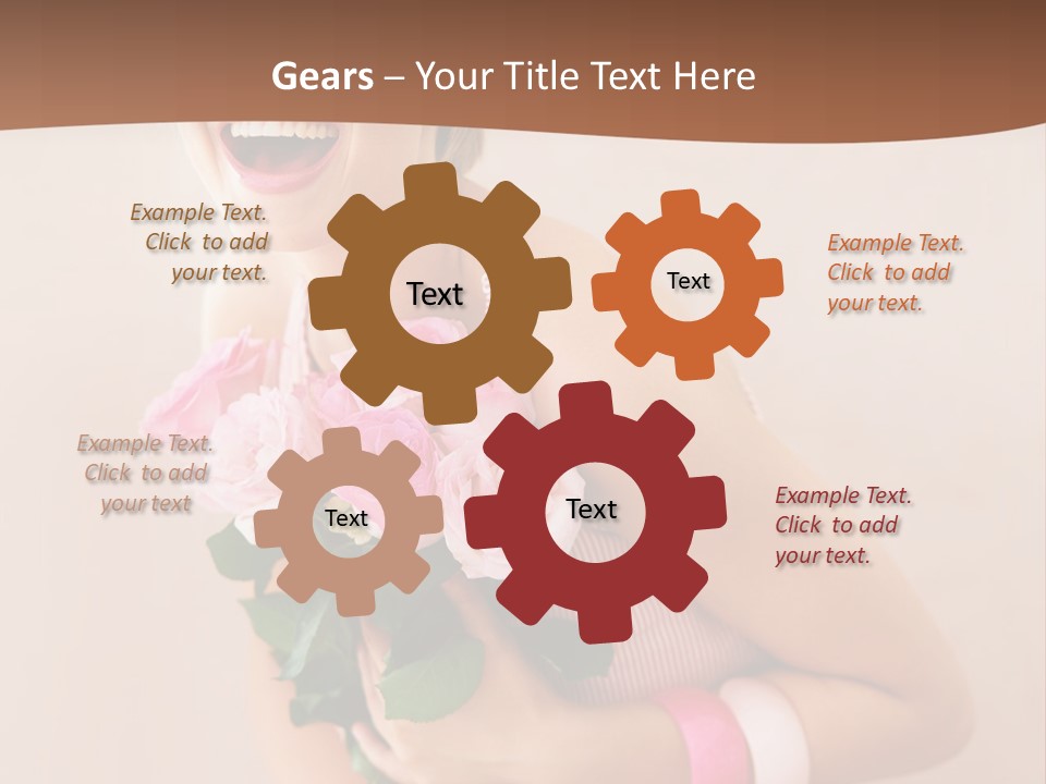 Girl With A Bouquet Of Flowers PowerPoint Template