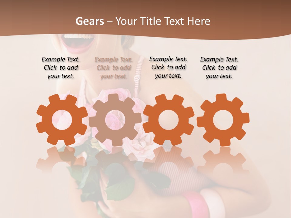 Girl With A Bouquet Of Flowers PowerPoint Template