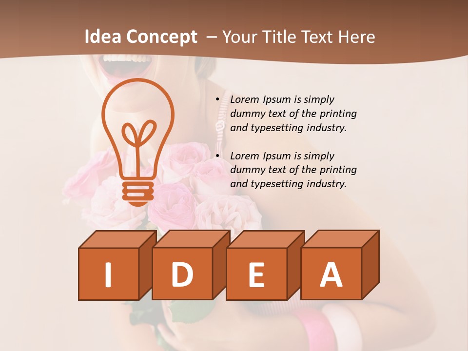 Girl With A Bouquet Of Flowers PowerPoint Template