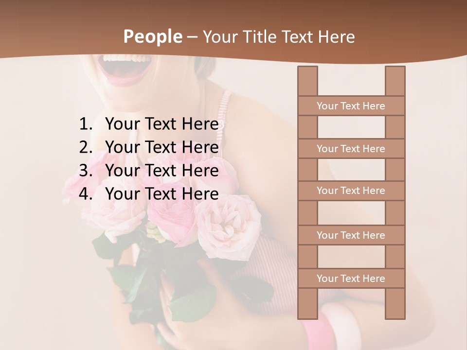 Girl With A Bouquet Of Flowers PowerPoint Template