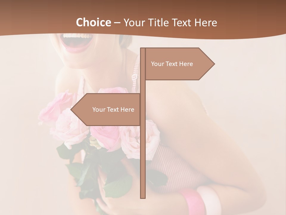 Girl With A Bouquet Of Flowers PowerPoint Template