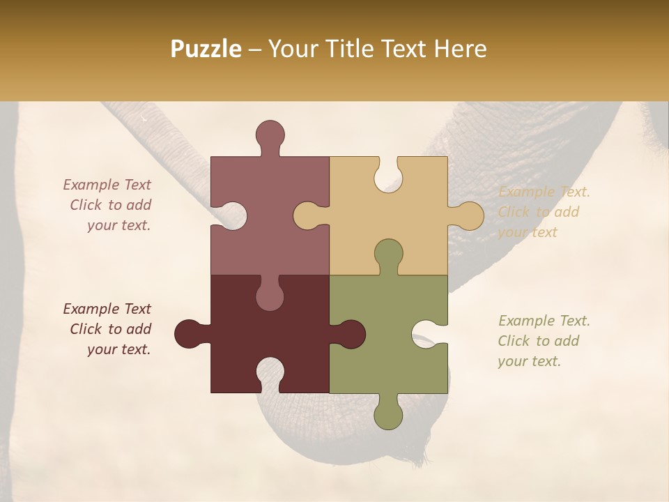 Baby Elephant Holds On To Mom's Tail PowerPoint Template