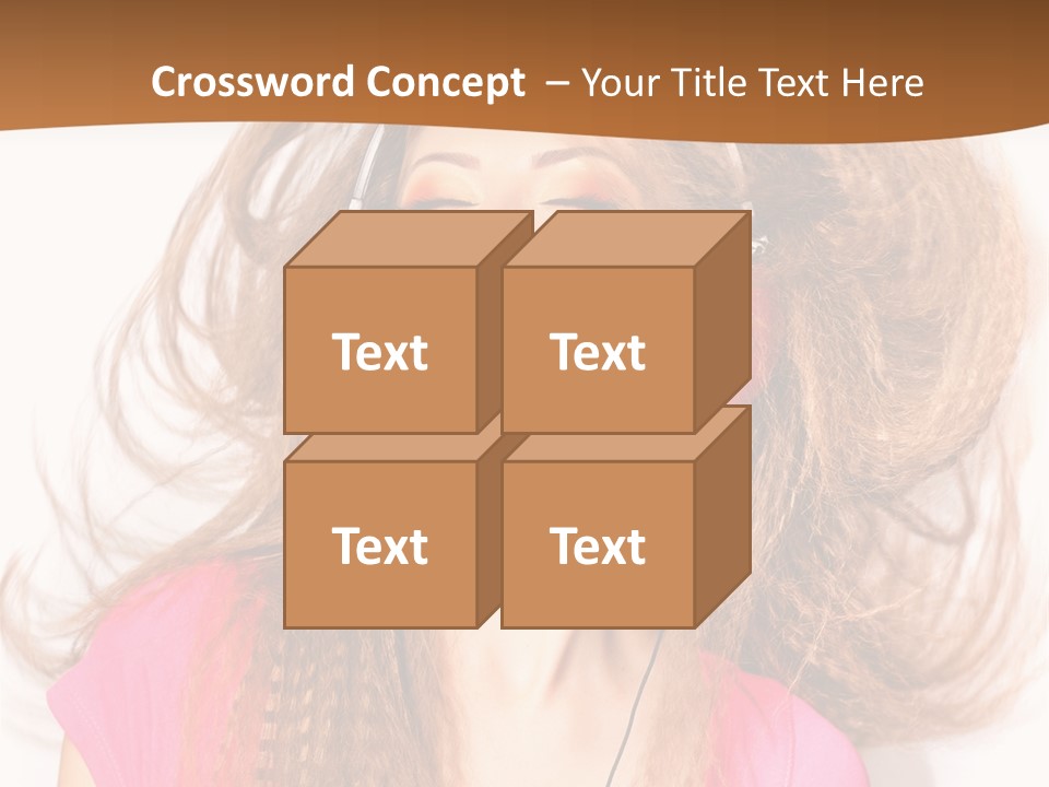 Cheerful Girl In Headphones PowerPoint Template