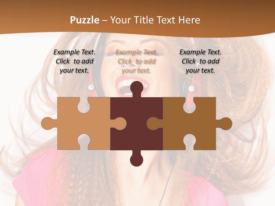 Cheerful Girl In Headphones PowerPoint Template