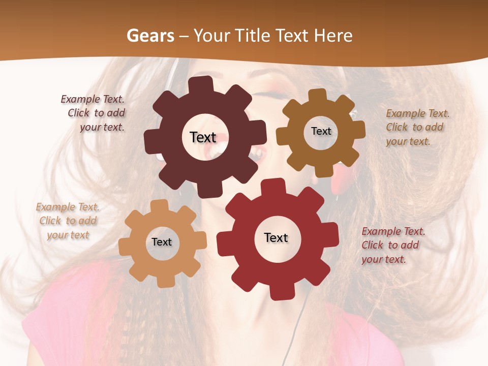 Cheerful Girl In Headphones PowerPoint Template