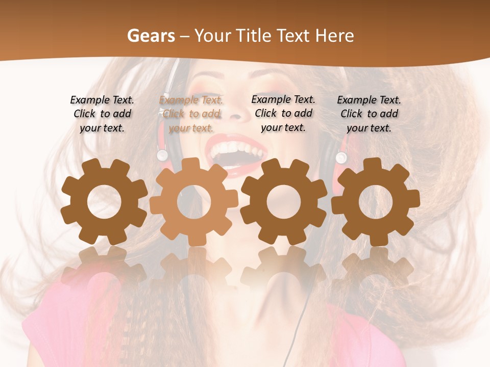 Cheerful Girl In Headphones PowerPoint Template