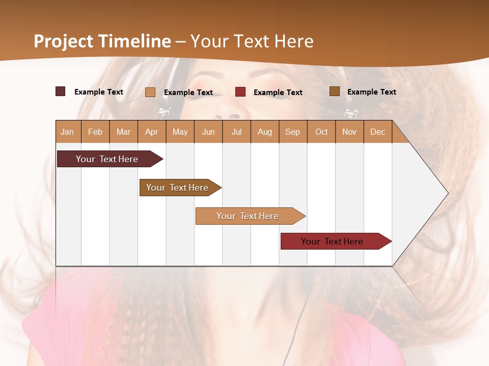 Cheerful Girl In Headphones PowerPoint Template