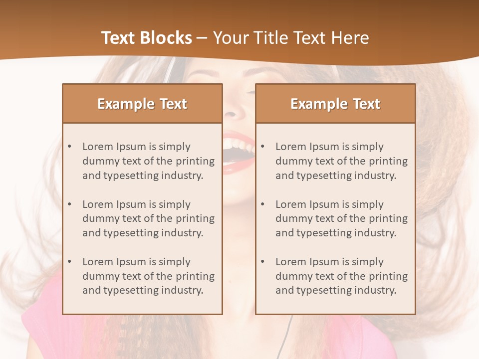 Cheerful Girl In Headphones PowerPoint Template