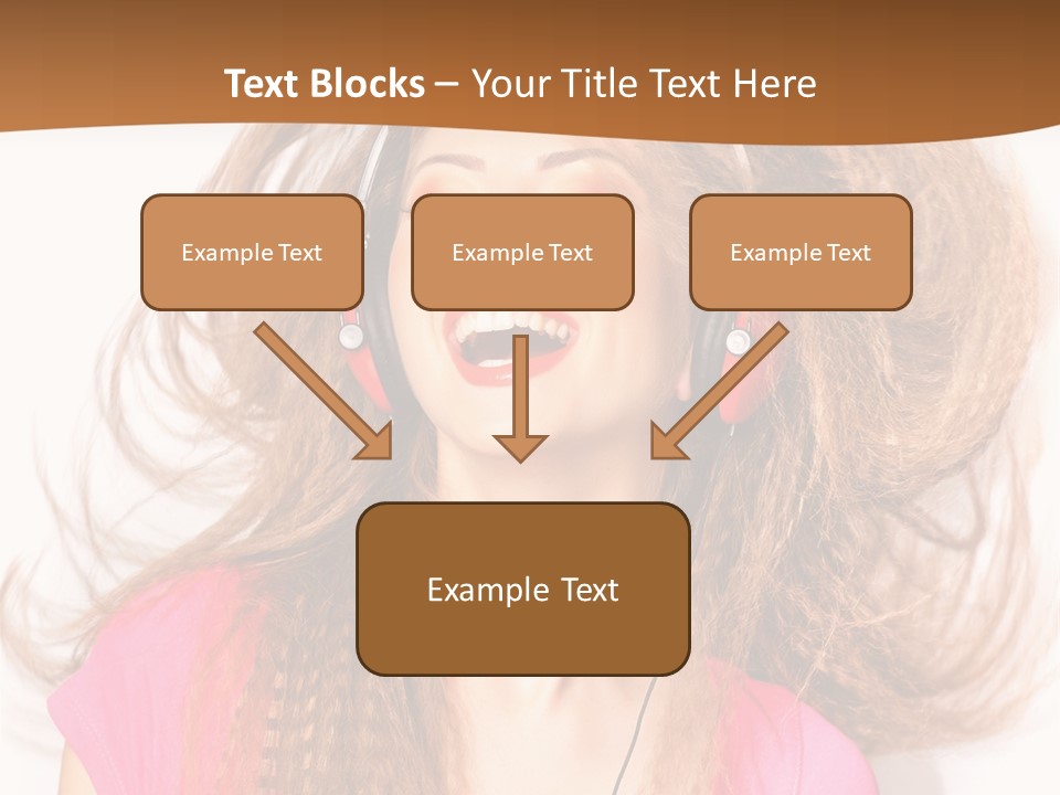 Cheerful Girl In Headphones PowerPoint Template