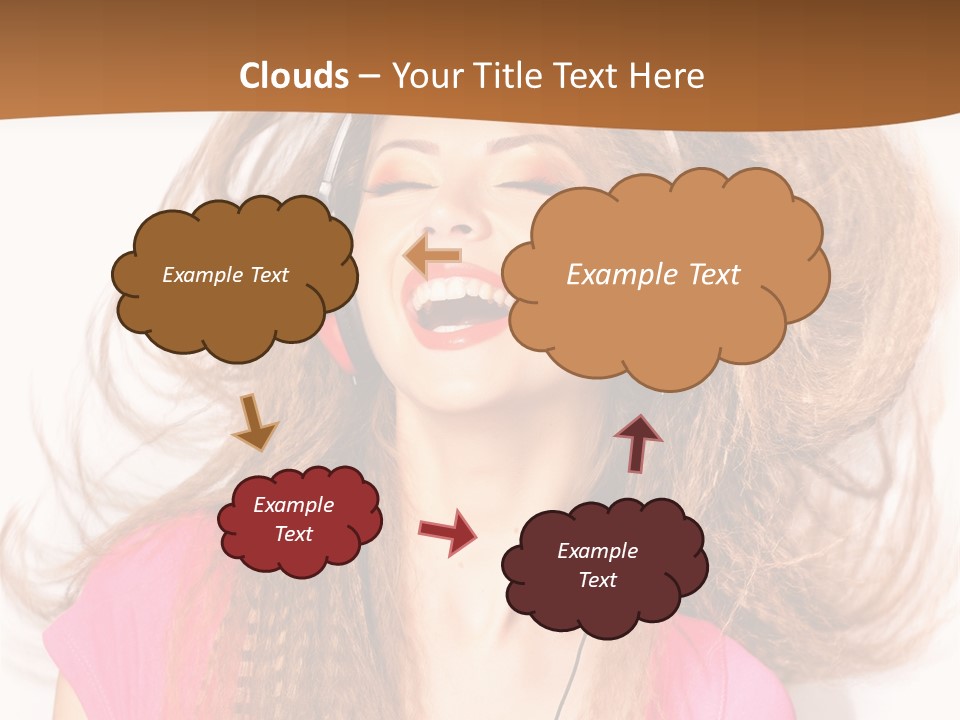 Cheerful Girl In Headphones PowerPoint Template