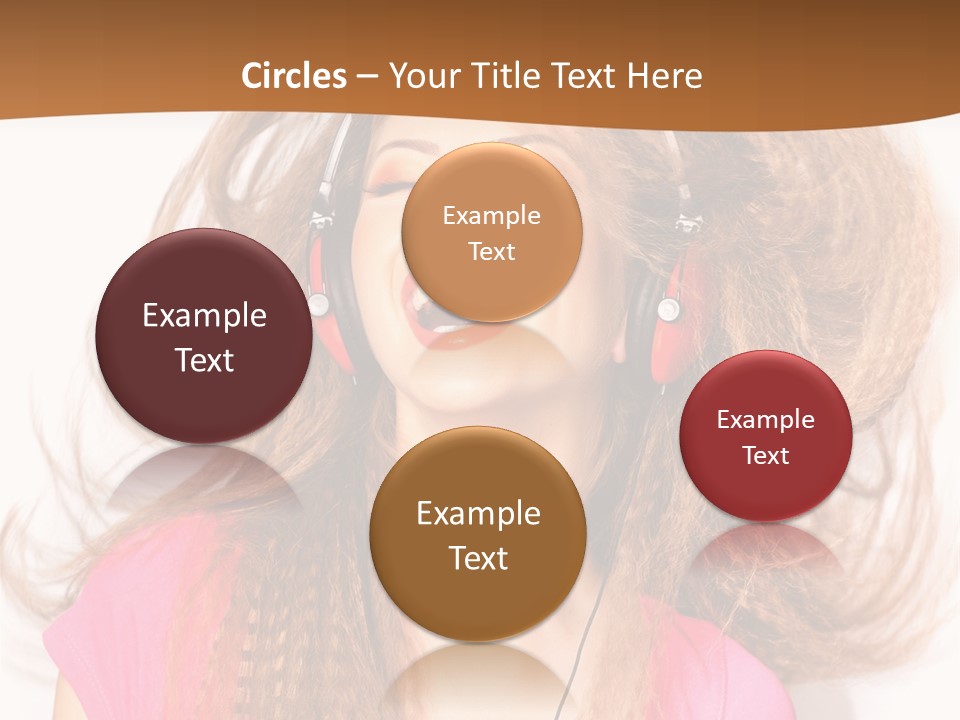 Cheerful Girl In Headphones PowerPoint Template