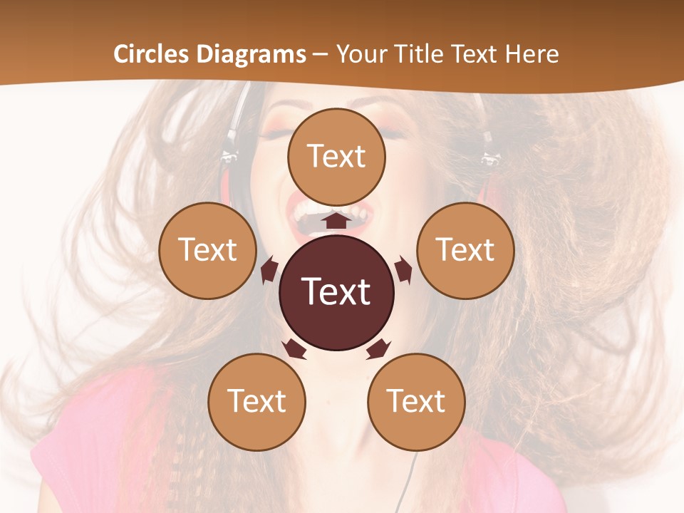 Cheerful Girl In Headphones PowerPoint Template