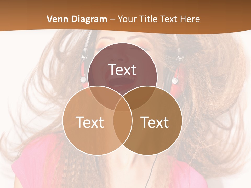 Cheerful Girl In Headphones PowerPoint Template