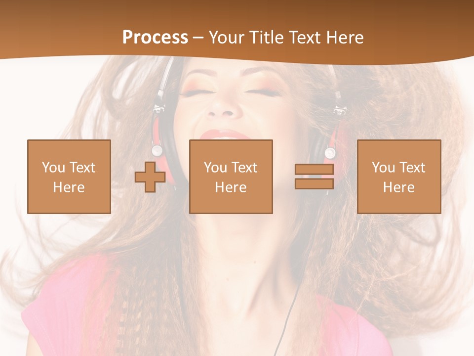 Cheerful Girl In Headphones PowerPoint Template