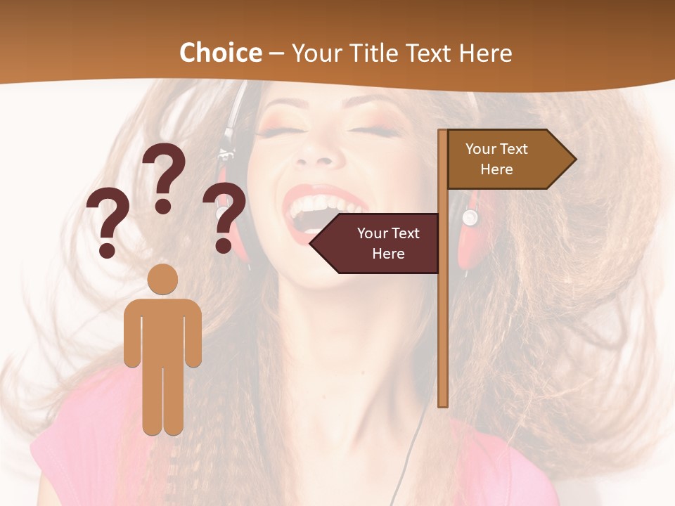 Cheerful Girl In Headphones PowerPoint Template