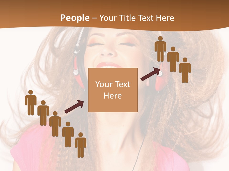 Cheerful Girl In Headphones PowerPoint Template