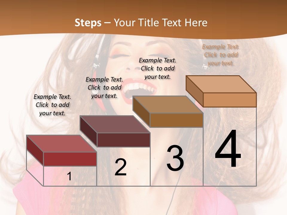 Cheerful Girl In Headphones PowerPoint Template