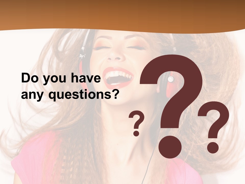 Cheerful Girl In Headphones PowerPoint Template