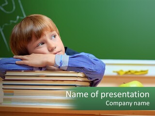 Child At School With Books PowerPoint Template