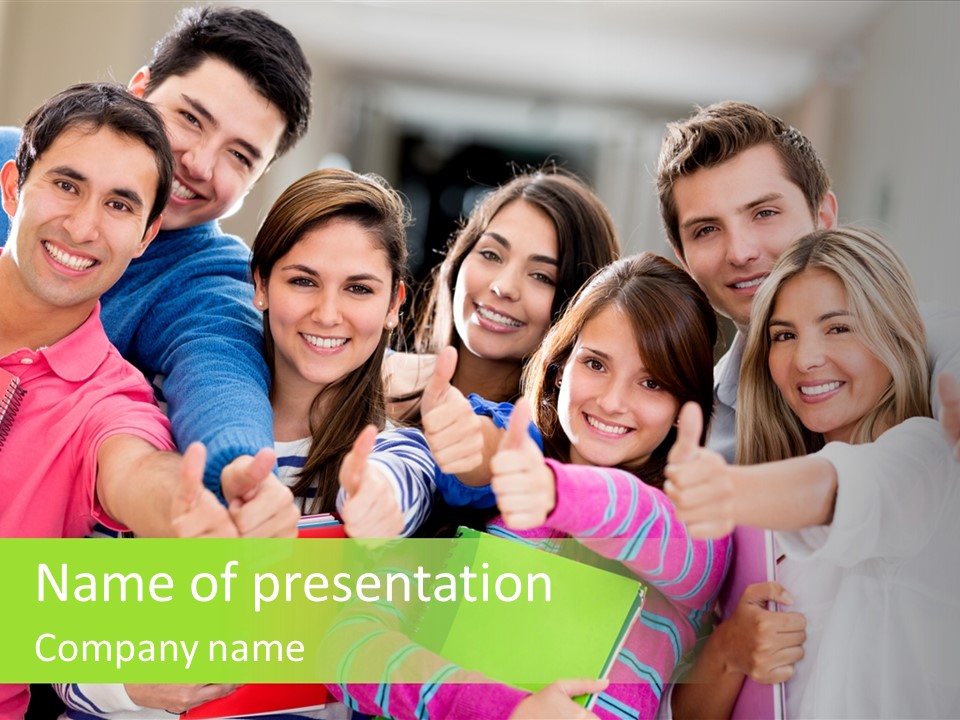 A Group Of Students After The Exam PowerPoint Template