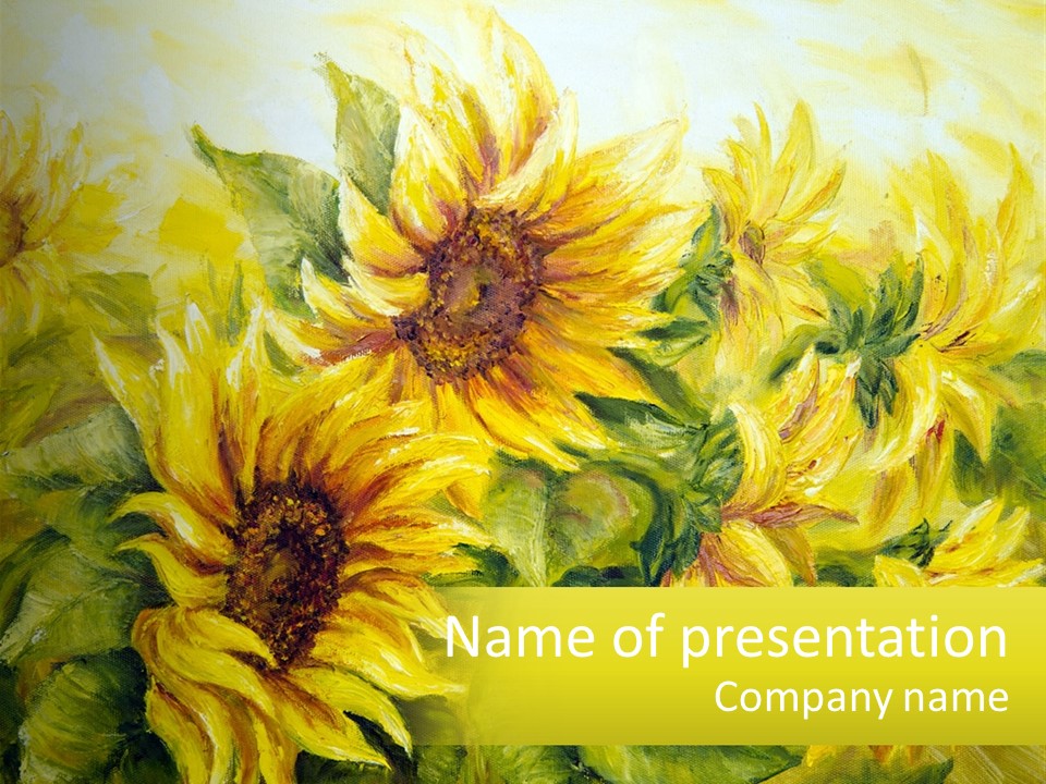 Oil Painting Sunflowers PowerPoint Template